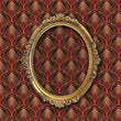 Load image into Gallery viewer, Vintage Art Decor geometric red and gold fabric peel and stick wallpaper with gold mirror
