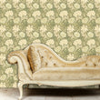 Load image into Gallery viewer, Vintage Art Nouveau floral antique fabric peel and stick wallpaper with gold sofa

