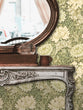 Load image into Gallery viewer, Vintage Art Nouveau floral antique fabric peel and stick wallpaper with mirror and table
