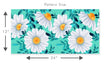 Load image into Gallery viewer, Blue and white floral daisy cottage fabric peel and stick wallpaper pattern size graphic
