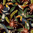 Load image into Gallery viewer, Tropical bird botanical floral fabric peel and stick wallpaper sample
