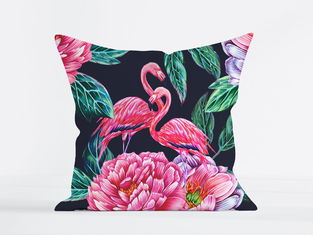 Tropical Moody Flamingo Throw Pillow