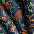Load image into Gallery viewer, Bird Fabric, Flower Garden Material, Floral Design, Botanical Pattern, Farmhouse Cloth, Blue and Red Textiles, Fabric By the Yard
