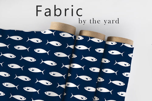 Nautical Fabric, Beach House Material, Lake House Decor, Coastal Design, Tropical Pattern, Fish Textiles, Fabric By the Yard