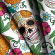 Load image into Gallery viewer, Skeleton Fabric, Sugar Skull Material, Gothic Textiles, Goth Design, Floral Cloth, Maximalist Fabric, Botanical Pattern, Fabric By The Yard
