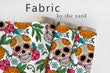 Load image into Gallery viewer, Skeleton Fabric, Sugar Skull Material, Gothic Textiles, Goth Design, Floral Cloth, Maximalist Fabric, Botanical Pattern, Fabric By The Yard
