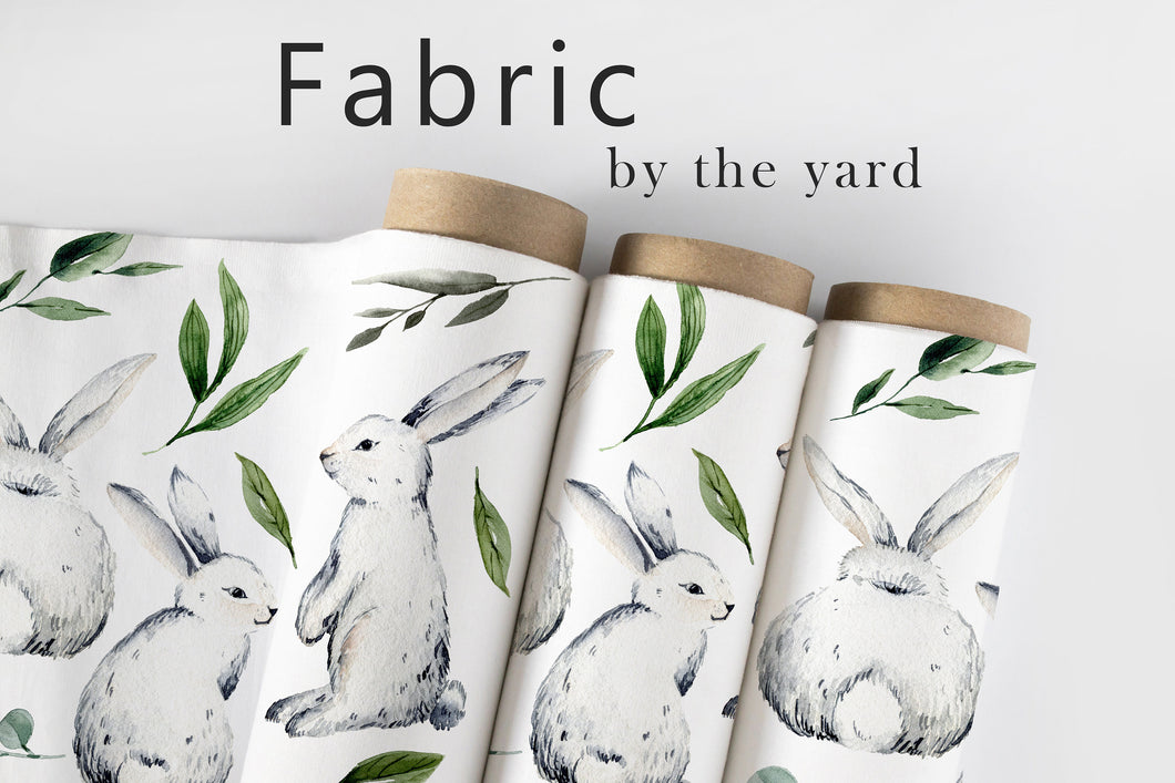 Bunny Fabric, Rabbit Material, Farmhouse Textiles, Country Design, Vintage Cloth, Cottage Pattern, Botanical Watercolor, Fabric By The Yard