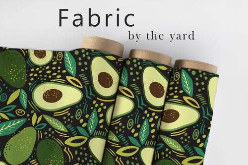 Avocado Fabric, Fruit Material, Vintage Design, Mid Century Modern Pattern, Retro Textiles, Fabric By the Yard