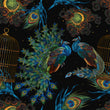 Load image into Gallery viewer, Chinoiserie Fabric, Victorian Material, Botanical Textiles, Peacock Design, Gothic Cloth, Fantasy Fabric, Moody Pattern, Fabric By The Yard
