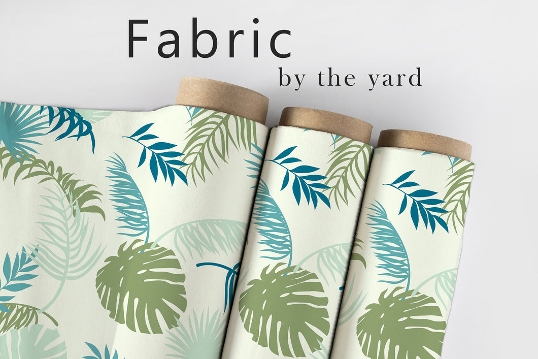 Tropical Fabric, Palm Material, Fern Textiles, Coastal Design, Botanical Cloth, Beach House Fabric, Mid Century Pattern, Fabric By The Yard