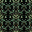 Load image into Gallery viewer, Victorian Fabric, Ornate Material, Dark Damask Design, Vintage Botanical Pattern, Traditional Cloth, Elegant Textiles, Fabric By the Yard
