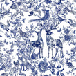 Load image into Gallery viewer, Toile Fabric, Victorian Material, Deer Textiles, Forest Design, Antique Cloth, Woods Fabric, Woodland Animals Pattern, Fabric By The Yard
