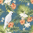 Load image into Gallery viewer, Tropical Fabric, Palm Material, Parrot Textiles, Botanical Design, Floral Cloth, Vintage Fabric, Coastal Pattern, Fabric By The Yard
