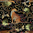 Load image into Gallery viewer, Cheetah Fabric, Eclectic Material, Jungle Textiles, Maximalist Design, Moody Cloth, Black and Gold Pattern, Fabric By The Yard
