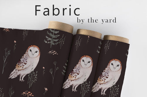 Owl Fabric, Forest Animals Material, Lodge Design, Woodland Pattern, Farmhouse Cloth, Country Cabin Textiles, Fabric By the Yard