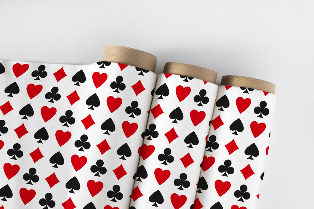 Deck of Cards Fabric, Eclectic Material, Gambling Textiles, Maximalist Design, Hearts and Clubs Cloth, Game Room Fabric, Fabric By The Yard