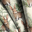 Load image into Gallery viewer, Bunny Fabric, Rabbit Material, Farmhouse Textiles, Country Design, Vintage Cloth, Cottage Pattern, Botanical Watercolor, Fabric By The Yard
