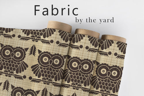 Owl Fabric, Forest Animals Material, Lodge Design, Woodland Pattern, Farmhouse Cloth, Country Cabin Textiles, Fabric By the Yard