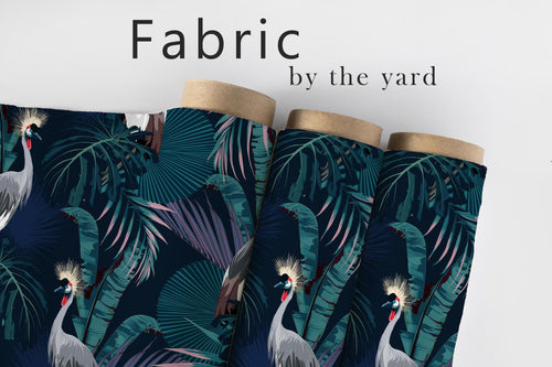 Tropical Fabric, Palm Material, Peacock Textiles, Botanical Design, Floral Cloth, Vintage Fabric, Coastal Pattern, Fabric By The Yard