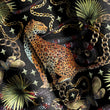 Load image into Gallery viewer, Cheetah Fabric, Eclectic Material, Jungle Textiles, Maximalist Design, Moody Cloth, Black and Gold Pattern, Fabric By The Yard
