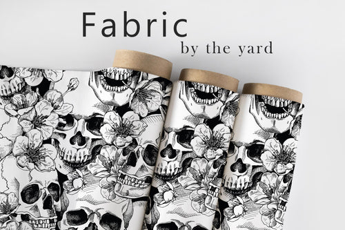 Gothic Fabric, Skull Material, Spooky Bones Textiles, Goth Design, Halloween Cloth, Maximalist Fabric, Bones Pattern, Fabric By The Yard