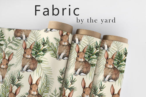 Bunny Fabric, Rabbit Material, Farmhouse Textiles, Country Design, Vintage Cloth, Cottage Pattern, Botanical Watercolor, Fabric By The Yard