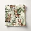 Load image into Gallery viewer, Bunny Fabric, Rabbit Material, Farmhouse Textiles, Country Design, Vintage Cloth, Cottage Pattern, Botanical Watercolor, Fabric By The Yard
