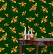 Load image into Gallery viewer, Crochet Bee Wallpaper, Insect Wallpaper, Bumble Bee Hive Wallpaper, Dark Moody Wallpaper, Peel and Stick Wallpaper, Fabric Wallpaper
