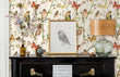 Load image into Gallery viewer, Botanical Wallpaper, Butterfly Garden Wallpaper, Bird Wallpaper, Cottage Wallpaper, Peel and Stick Wallpaper, Fabric Wallpaper
