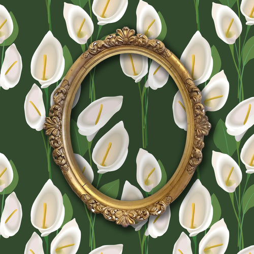 Peace Lily Wallpaper, Flower Garden Wallpaper, Vintage Floral Wallpaper, Cottage Wallpaper, Peel and Stick Wallpaper, Fabric Wallpaper