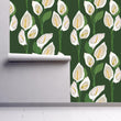 Load image into Gallery viewer, Peace Lily Wallpaper, Flower Garden Wallpaper, Vintage Floral Wallpaper, Cottage Wallpaper, Peel and Stick Wallpaper, Fabric Wallpaper
