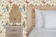 Load image into Gallery viewer, Botanical Wallpaper, Butterfly Garden Wallpaper, Bird Wallpaper, Cottage Wallpaper, Peel and Stick Wallpaper, Fabric Wallpaper

