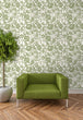 Load image into Gallery viewer, Floral Wallpaper, Green Flower Wallpaper, Botanical Wallpaper, Cottage Wallpaper, Vintage Country Peel and Stick Wallpaper, Fabric Wallpaper
