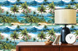 Load image into Gallery viewer, Tropical Beach Wallpaper, Hawaiian Wallpaper, Vintage Wallpaper, Retro Palm Tree Wallpaper, Beach House Wallpaper, Peel &amp; Stick Wallpaper
