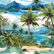 Load image into Gallery viewer, Tropical Beach Wallpaper, Hawaiian Wallpaper, Vintage Wallpaper, Retro Palm Tree Wallpaper, Beach House Wallpaper, Peel &amp; Stick Wallpaper

