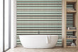 Load image into Gallery viewer, Teal and Brown Striped Wallpaper, Cabana Wallpaper, Tropical Wallpaper, Coastal Wallpaper, Nautical Wallpaper, Peel &amp; Stick Wallpaper
