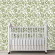 Load image into Gallery viewer, Floral Wallpaper, Green Flower Wallpaper, Botanical Wallpaper, Cottage Wallpaper, Vintage Country Peel and Stick Wallpaper, Fabric Wallpaper
