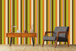 Load image into Gallery viewer, Mid Century Modern Wallpaper, Vintage Wallpaper, Striped Wallpaper, Retro Wallpaper, Eclectic Wallpaper, Peel &amp; Stick Wallpaper
