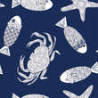Load image into Gallery viewer, Fish Crab Starfish Wallpaper, Nautical Wallpaper, Blue Beach House Wallpaper, Ocean Animals Wallpaper, Removable Peel &amp; Stick Wallpaper
