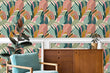 Load image into Gallery viewer, Vintage Pastel Tropical Wallpaper, Pal Leaves Wallpaper, Coastal Wallpaper, Retro Beach House Wallpaper, Peel &amp; Stick Wallpaper

