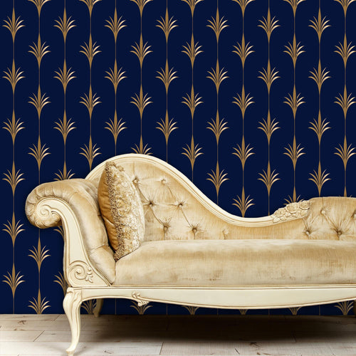 Art Deco Wallpaper, Victorian Wallpaper, Antique Wallpaper, Elegant Wallpaper, Blue and Gold Wallpaper, Peel & Stick Wallpaper
