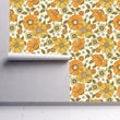 Load image into Gallery viewer, Vintage Floral Wallpaper, Retro Flower Wallpaper, Boho Wallpaper, Bohemian Wallpaper, Funky Orange Wallpaper, Peel &amp; Stick Wallpaper
