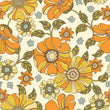 Load image into Gallery viewer, Vintage Floral Wallpaper, Retro Flower Wallpaper, Boho Wallpaper, Bohemian Wallpaper, Funky Orange Wallpaper, Peel &amp; Stick Wallpaper
