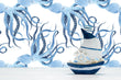 Load image into Gallery viewer, Octopus Wallpaper, Nautical Wallpaper, Beach House Wallpaper, Coastal Sea Creatures Wallpaper, Blue Squid Removable Peel &amp; Stick Wallpaper
