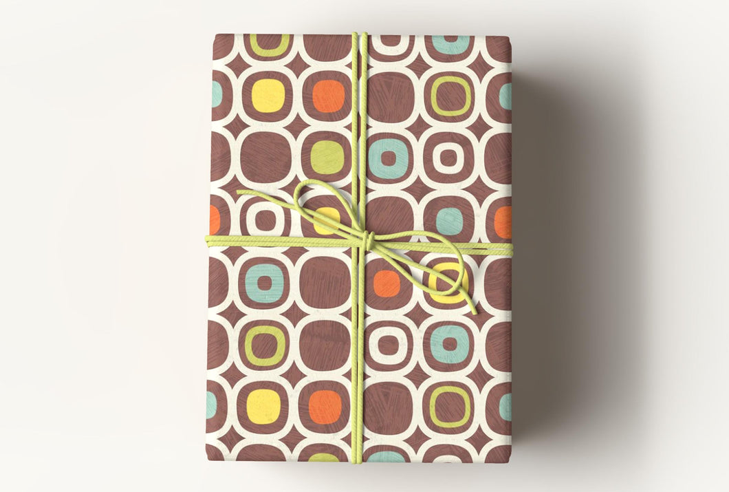 Mid-Century Modern Wrapping Paper, MCM Gift Wrap, Bold Mid Mod Wrapping Paper, Eclectic Vintage Wrapping Paper, Retro Premium Gift Wrap
