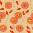 Load image into Gallery viewer, Floral Wallpaper, Botanical Wallpaper, Red Orange Flower Wallpaper, Retro Wallpaper, Playful Vintage Wallpaper, Peel &amp; Stick Wallpaper
