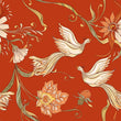 Load image into Gallery viewer, Bird Wallpaper, Dove Wallpaper, Botanical Wallpaper, Cottage Wallpaper, Peel and Stick Wallpaper, Fabric Wallpaper
