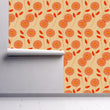 Load image into Gallery viewer, Floral Wallpaper, Botanical Wallpaper, Red Orange Flower Wallpaper, Retro Wallpaper, Playful Vintage Wallpaper, Peel &amp; Stick Wallpaper
