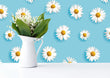 Load image into Gallery viewer, Blue Floral Design with White Daisies Peel and Stick and Traditional Wallpaper: Girl Room Decor
