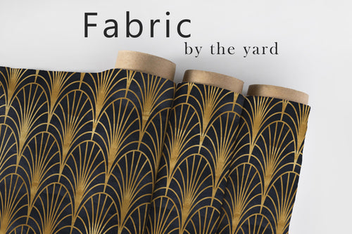 Black Gold Art Deco Fabric, Luxury Geometric Textiles, Glam Upholstery Material by the Yard, Gatsby Style Home Decor Fabric
